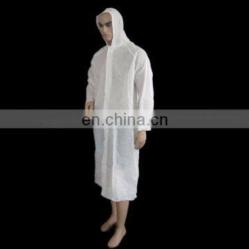 Nonwoven machine made plastic rain coat with cap best price