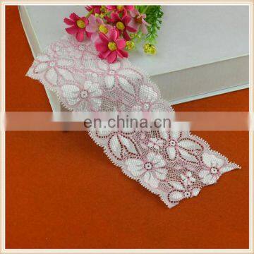 High quality new design lovely shiny pink elastic knitted lace for lady dress