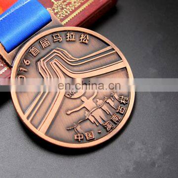 Crafts and arts antique copper embossed logo gymnastics medal