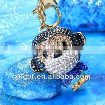 CRYSTAL AND METAL MONKEY KEYCHAIN