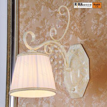 New Designs Indoor Crystal Antique Wall Lamp, Decorative Bedside Fabric Shade Lamp photo-2