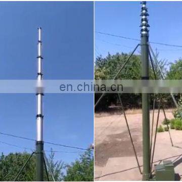 12m electric tripod high telescopic lighting mast in army green