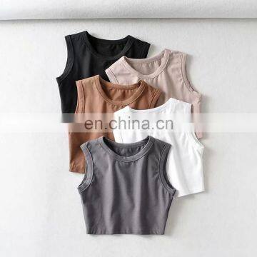 Custom Plain Logo Slim Women's T Shirts And Yoga Sport Crop Tank Tops photo-2