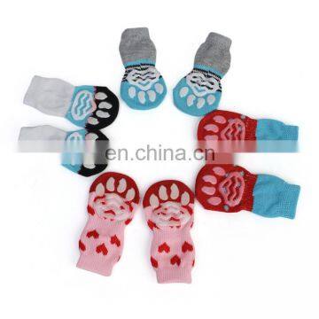 Soft indoor wear cotton anti slip pet shoe socks for dogs cats