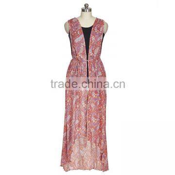 100% Silk Printed Ladies Long Dress with Silk Habotai Lining