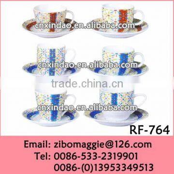 Professional Zibo Made Plain White Wholesale Porcelain Promotion Coffee Cup Saucer