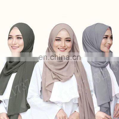 175*75cm Pearl Chiffon Scarf Pure Color Long Scarf Hijab Pure Color Shawl Malay Turban