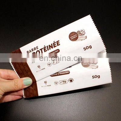 Digital Printing Matte Finish Foil Lined One Side Open Flat Energy Bar Wrappers