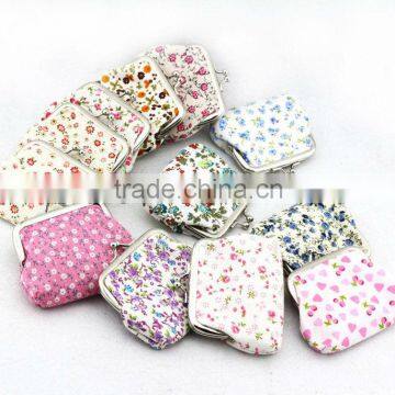 New flower pattern kiss lock clip bag coin purse