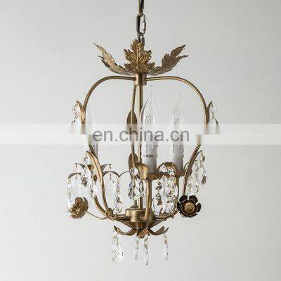 Country Style Simulation Flower Candle Chandelier With White Ceramic Roses and Metal Leaves photo-2