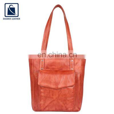 Anthracite Fitting Swiss Cotton Lining Material Stylish and Luxury Look Women Genuine Leather Shopper Shopping Bag