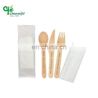 Yada Ecofriendly Wooden Cutlery Individually Paper Wrapped Wooden Knife Fork Spoon With Customized Logo