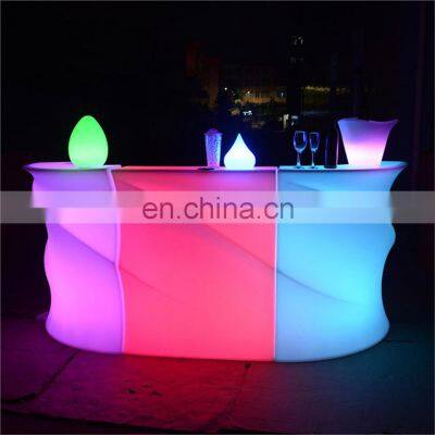 2021 New Design Mostrador Tienda Artificial Plastic Illuminated Led Restaurant Cafe Pub Wine Bar Tables Wave Round Bar Counter