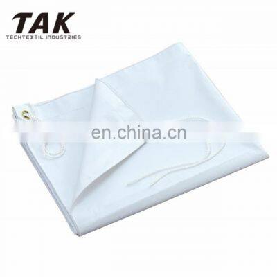 Waterproof Custom Logo Fireproof Heavy Duty White Solid PVC Vinyl Tarp Tarpaulin With Eyelet Grommet photo-4