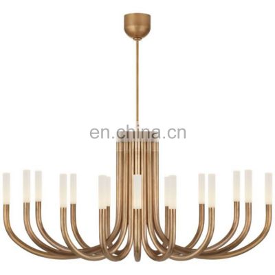 Modern warm light golden brass LED chandelier for hotel villa interior decoration Rousseau Large Oval Chandelier