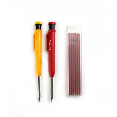 Long Nib Deep Hole Marker Pen and Black Refill Woodwork Mechanical Carpenter Woodworker Construction Pencil With Scale Markings photo-5