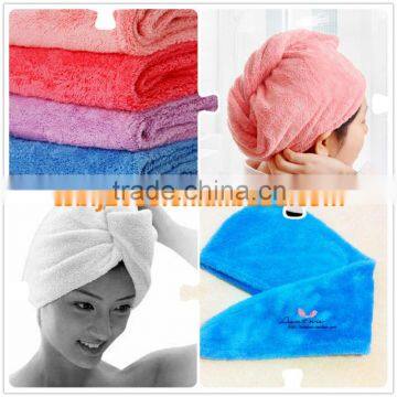 microfiber coral fleece fabric hair dry caps