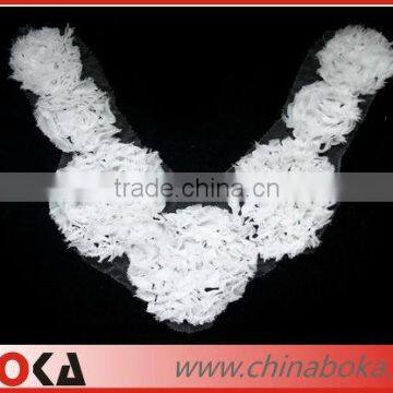 Trendy V-shape flower fabric blouse collar for women