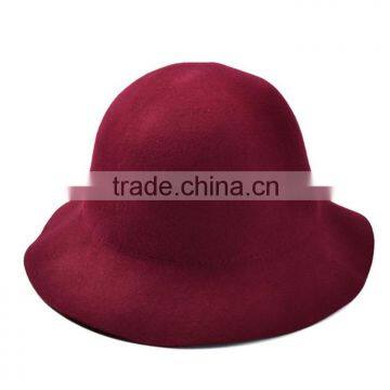 New Arrival Casual Vintage Elegant Lady Women Wide Brim Fedora Real Wool Hat