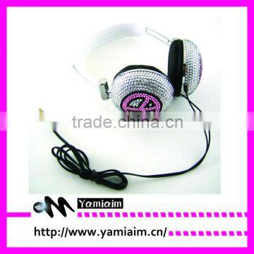 crystal rhinestone bling headphones with custom pattern