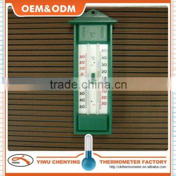 Max&Min thermometer with plastic green housing and capillary glass scale cheap price and accurate temperature