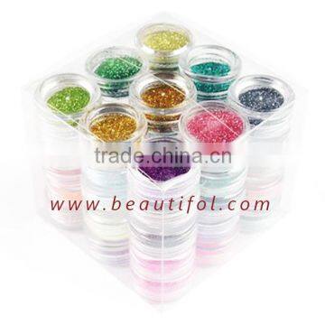 Wholesale rainbow golden colors shimmering body glitter, OEM cosmetics flash powder