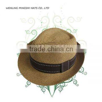 woman summer weaving straw fedora hat