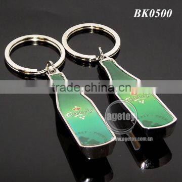 Promotional Gift Mini Beer Bottle Shape Custom Printing Zinc Alloy Silver Metal Bottle Opener Keychain photo-2