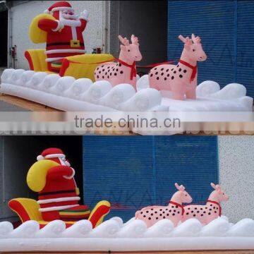 Inflatable santa with sleigh and reindeers for christmas decoration
