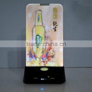 Edgelight Led Backlit Menu Decorative Lighting Wireless Charger Hotel Supplies