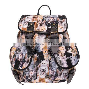 2016 3d printed cat kitty Vintage Canvas Rucksacks Cute School Satchel Rucksack Backpack Campus Bag