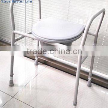 Unfoldable aluminum commode chair with bedpan