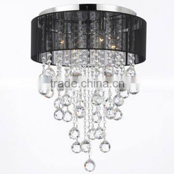 Modern Contemporary Black Crystal Chandelier Ceiling Light Lamp Lighting with Fabric Shade CZ1050/4B