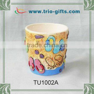 Decorative mini ceramic cups with Beach scene design