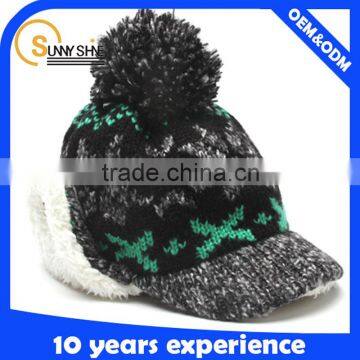 2015 Winter Babies Wool Pom-Pom Ear Flap Knitted Long Beanie Hat Wholesale