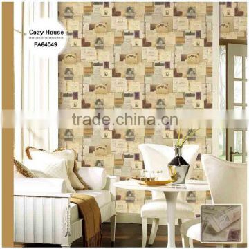 free printing plastic wallpaper, apricot yellow retro abstract wallcovering for guest bedroom , peel and stick wall decor ideas