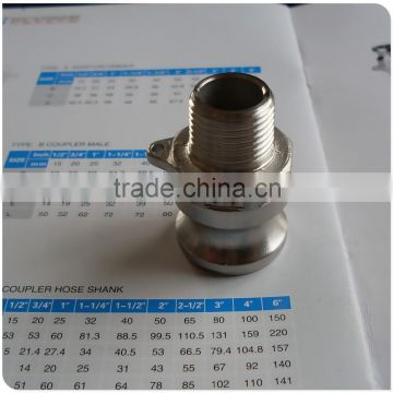 1/2" Male Pipe Thread x Type F Adaptor 316 Stainless Steel