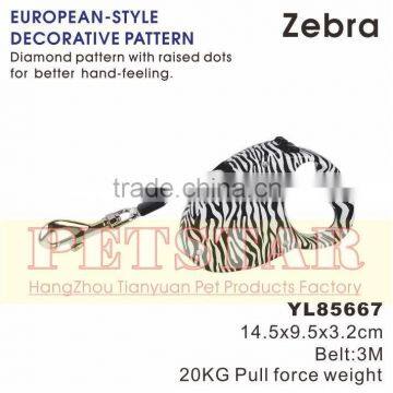 Wholesale Zebra Auto Retractable Led Dog Leash