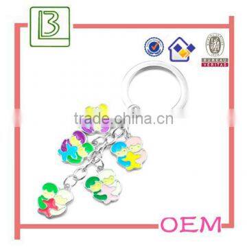 Custom Metal Alloy Silver Tone Enamel Cartoon Figure Keychain photo-3