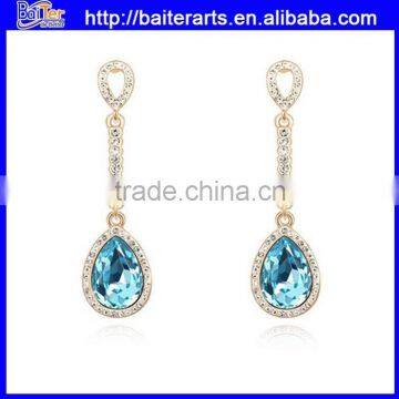 AAA Zircon Alloy Tear Drop Womens Single Stone Earrings With Four Colors