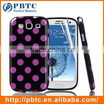 Set Screen Protector And Case For Samsung Galaxy S3 I9300 , Dot Pattern Hard Gel TPU Mobile Phone Cover Case