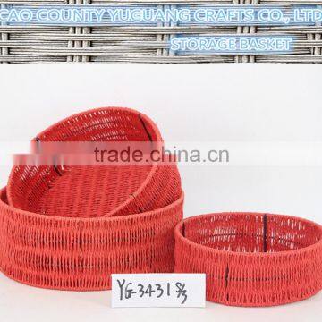 Home decorative oval paper rope woven basket