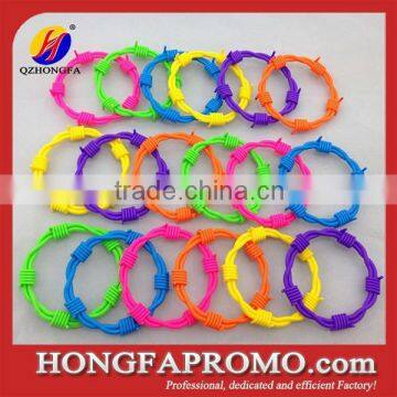 Iron wire design cheap rainbow silicone wristband