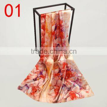 Fashion Digital Print silk shawl women neck scarf ladies scarf gradient color wholesale
