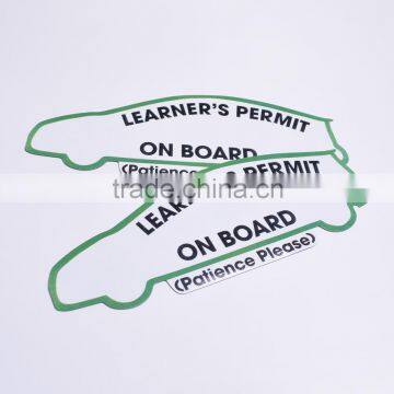 Guangzhou factory custom die cut paper magnet car sticker with aphorism