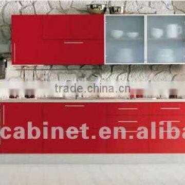 Red High Gloss Lacquer Kitchen Cabinet