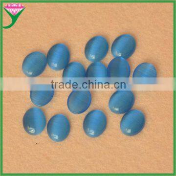 wholesale in china oval cabochon beads deep blue synthetic glass cat eye stone for jewelry