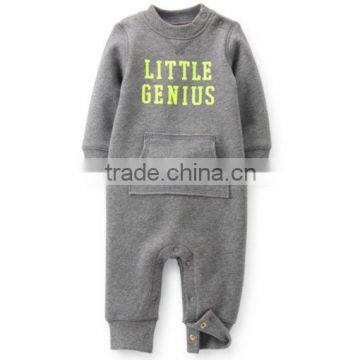 Casual Baby Boys Long Legs With Front Pocket Simple Words Printing Romper