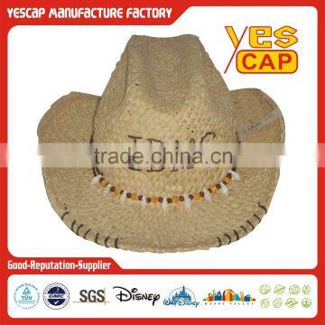 Fashional straw cowboy bucket hat with accessories