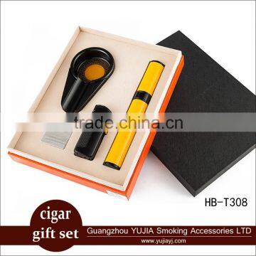 Guangzhou YuJia Wholesale COHIBA Zinc Alloy Cigar Gift set Yellow and Black color Gift Set with nice packing